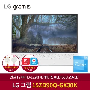 LG 그램 15ZD90Q-GX30K 12세대i3/램8GB/NVMe256GB/최신 휴대용 사무용 남녀노소 노트북